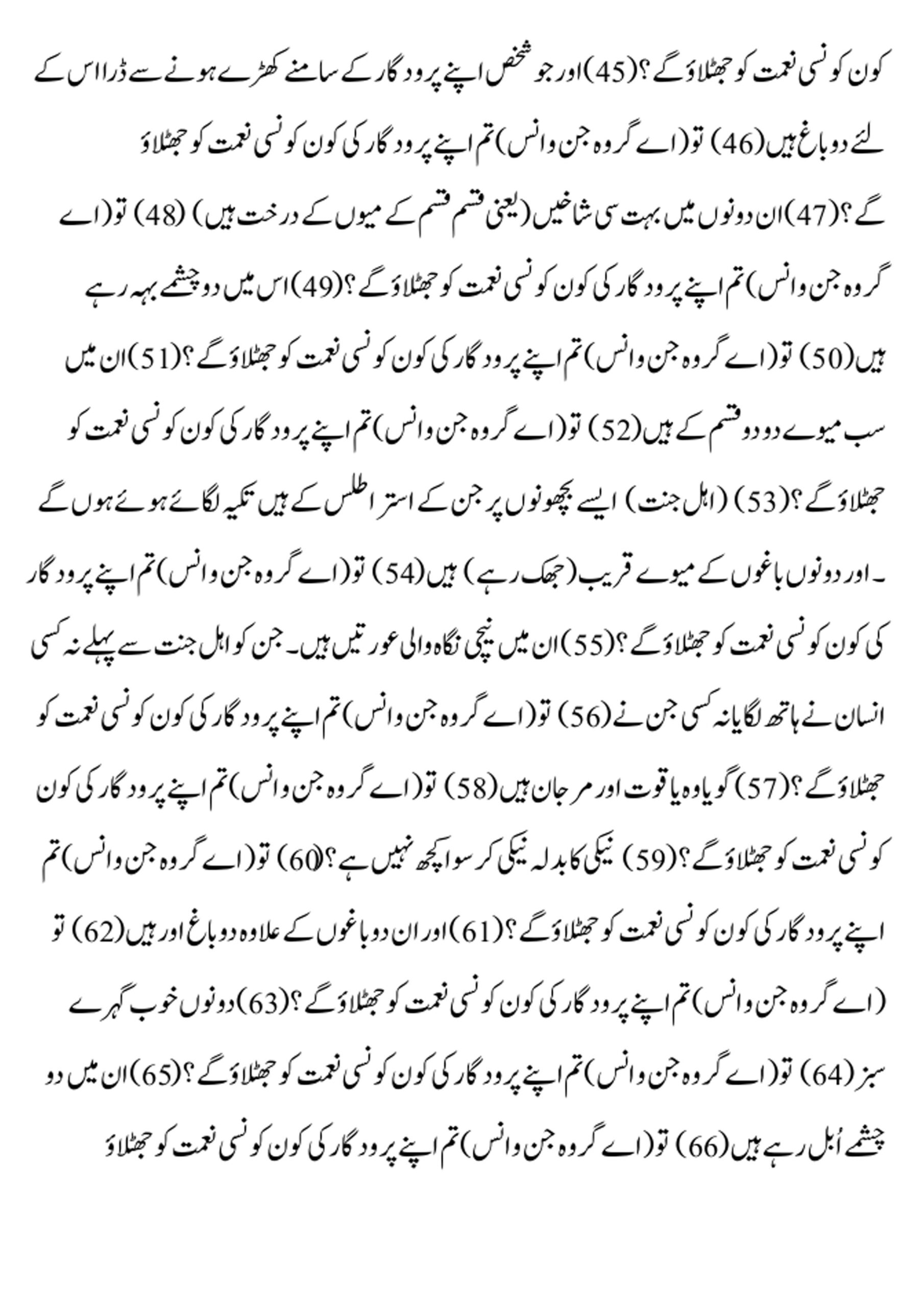 Surah rahman urdu translation tarjuma